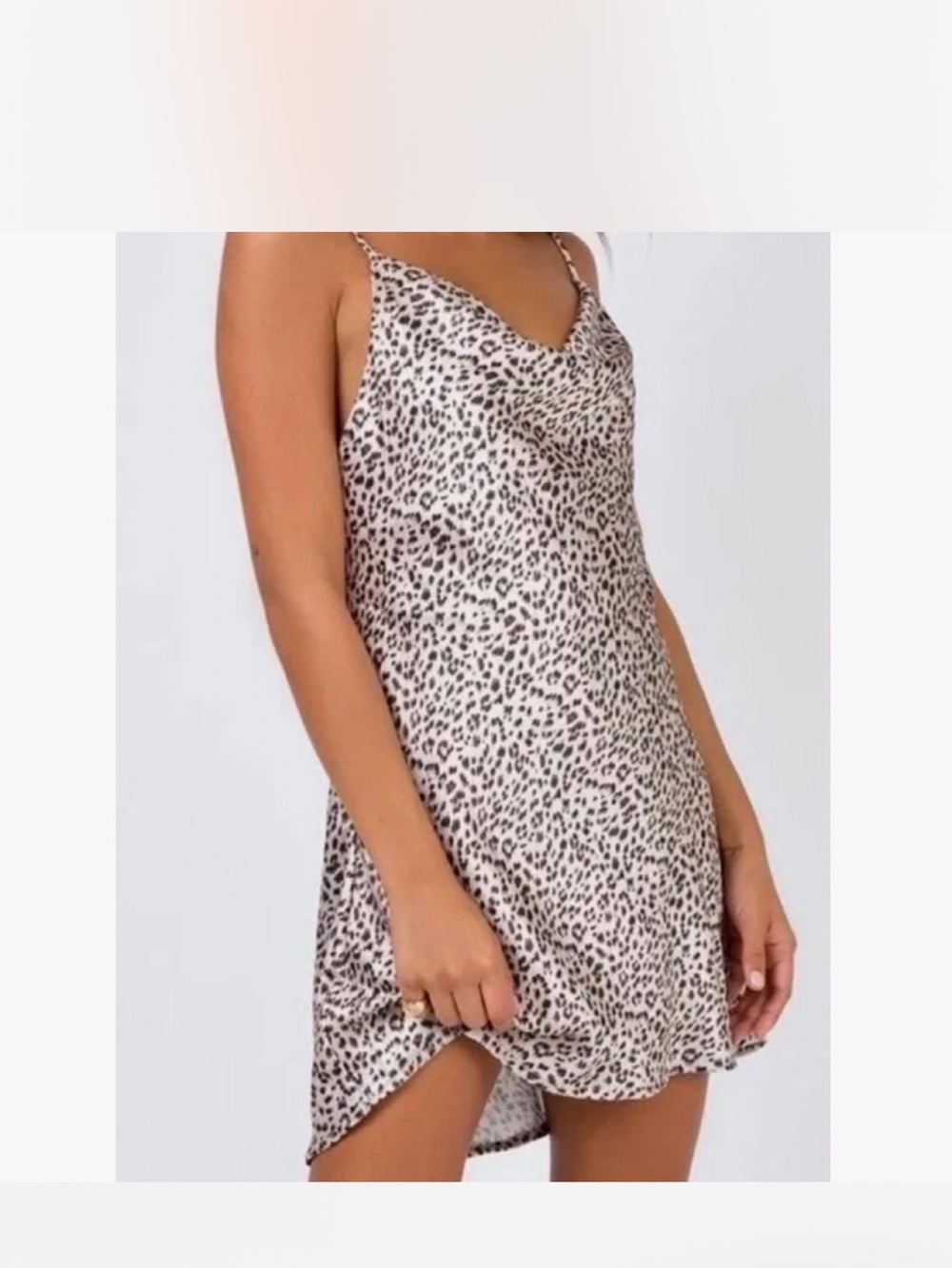 Princess Polly Mini Slip Dress in Beige and Black Leopard